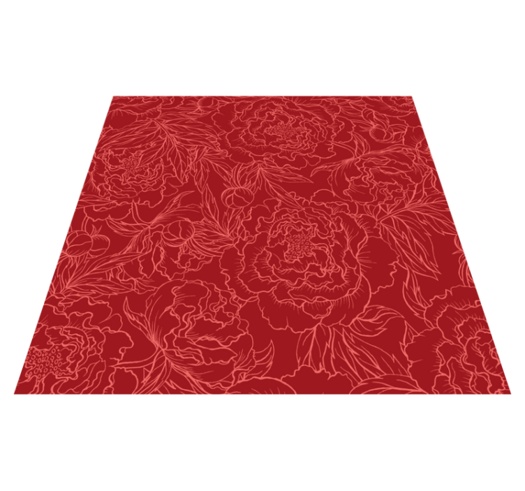Red flower pattern floral vinyl rug - TenStickers
