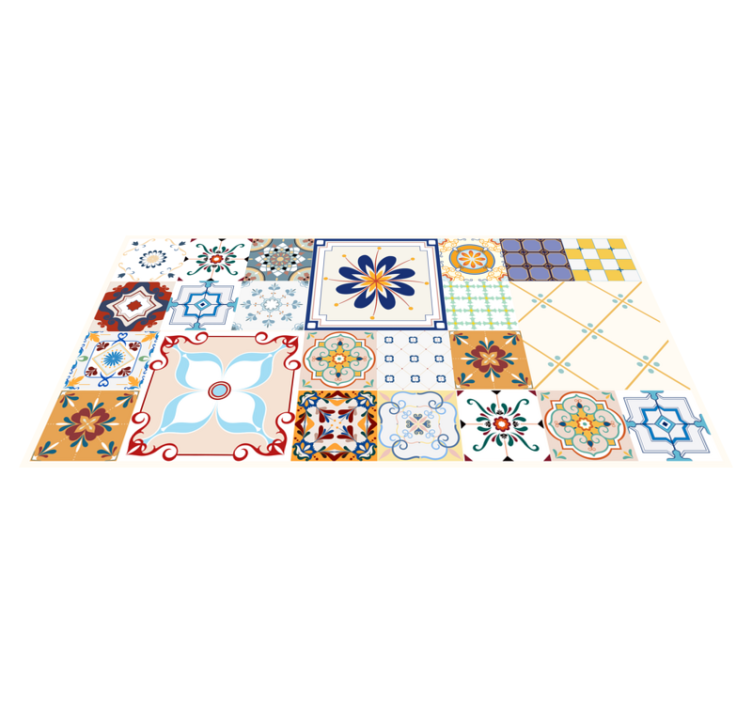 Vintage style irregular mosaic pattern vinyl kitchen mat - TenStickers