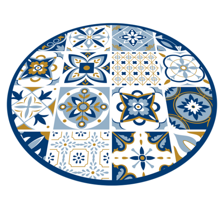 Circular tile pattern tile vinyl rug - TenStickers