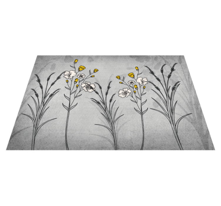 Botanical Illustration Detail floral vinyl rug - TenStickers