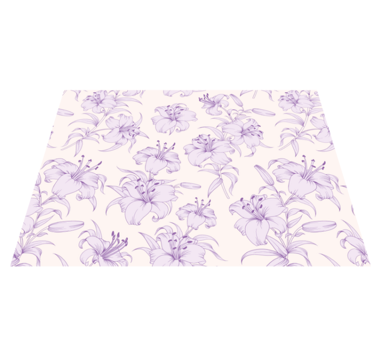 Lilac Floral Motif floral vinyl rug - TenStickers