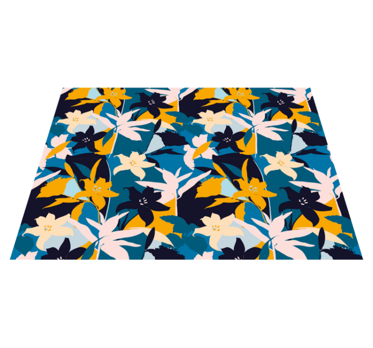 Flower Emblem floral vinyl rug - TenStickers