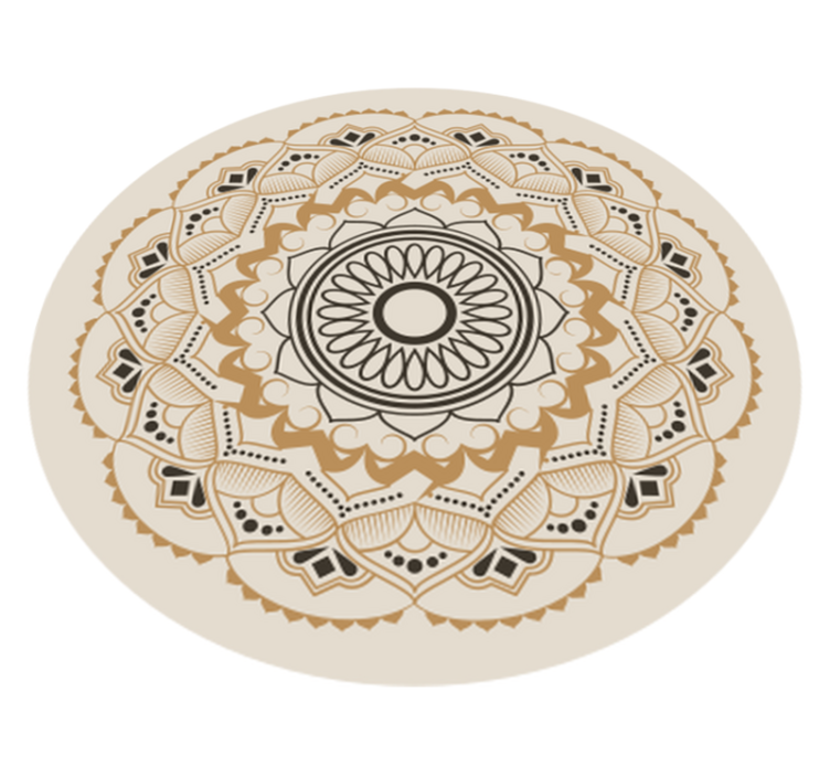 Beige Mandala Circular Design Carpet - TenStickers