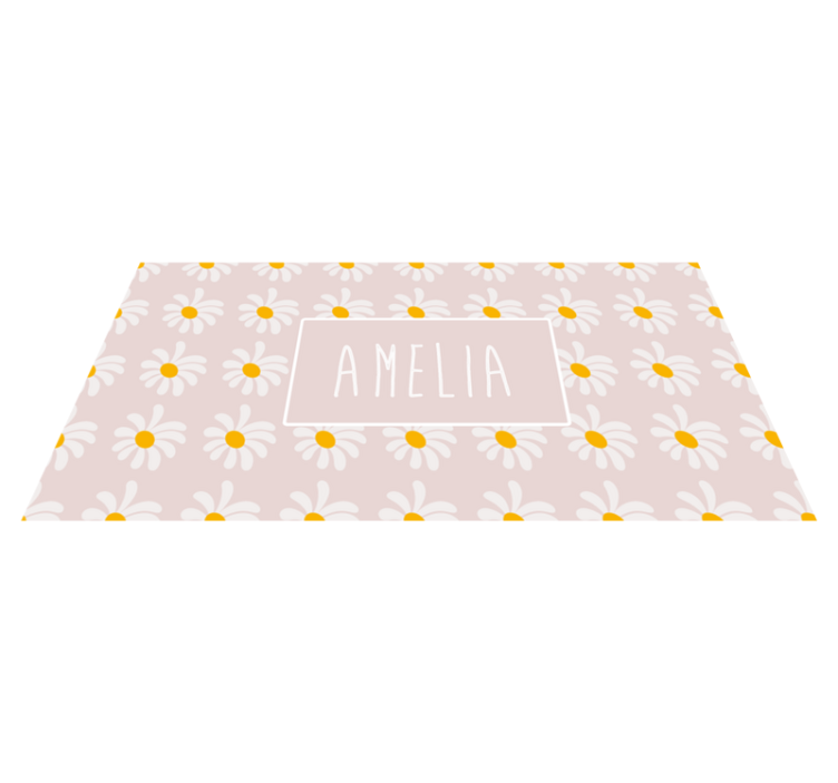 Personalized Daisy Motif custom vinyl rug - TenStickers