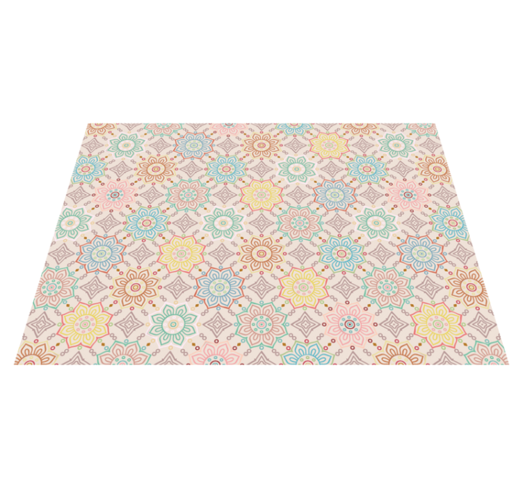 Geometric mandala pattern floral vinyl rug - TenStickers