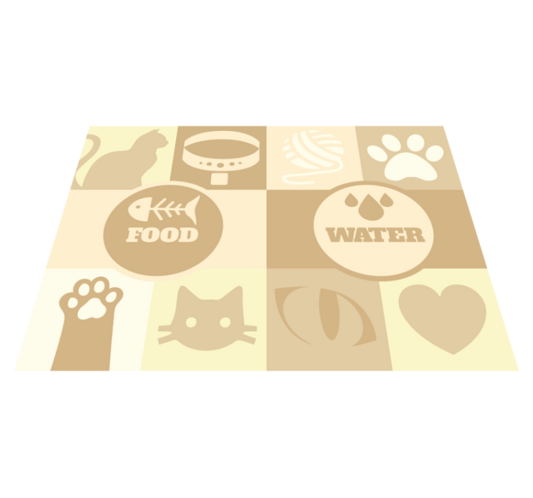 Cats water and food animal rug - TenStickers