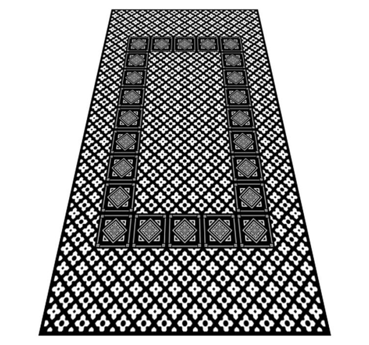 Black and white tiles vinyl kitchen mat - TenStickers