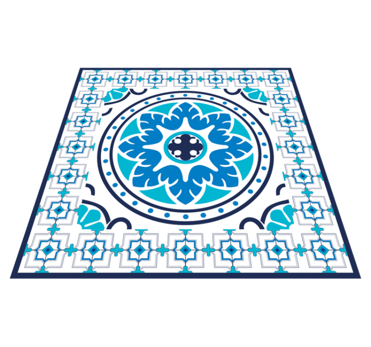 Blue kitchen vinyl rug tiles floor carpet - TenStickers