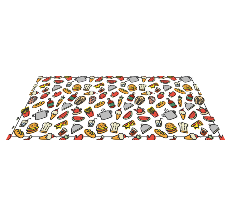Food icon patterns kitchen vinyl rug - TenStickers