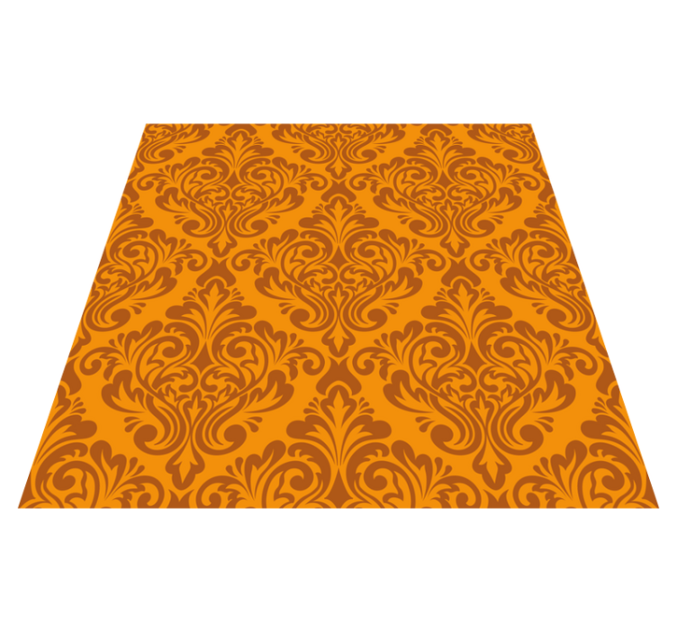 Vintage damask pattern orange vinyl rug - TenStickers