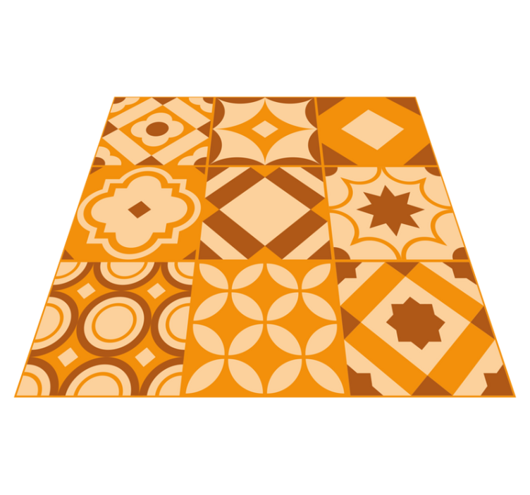 Orange rustic tiles kitchen mat - TenStickers