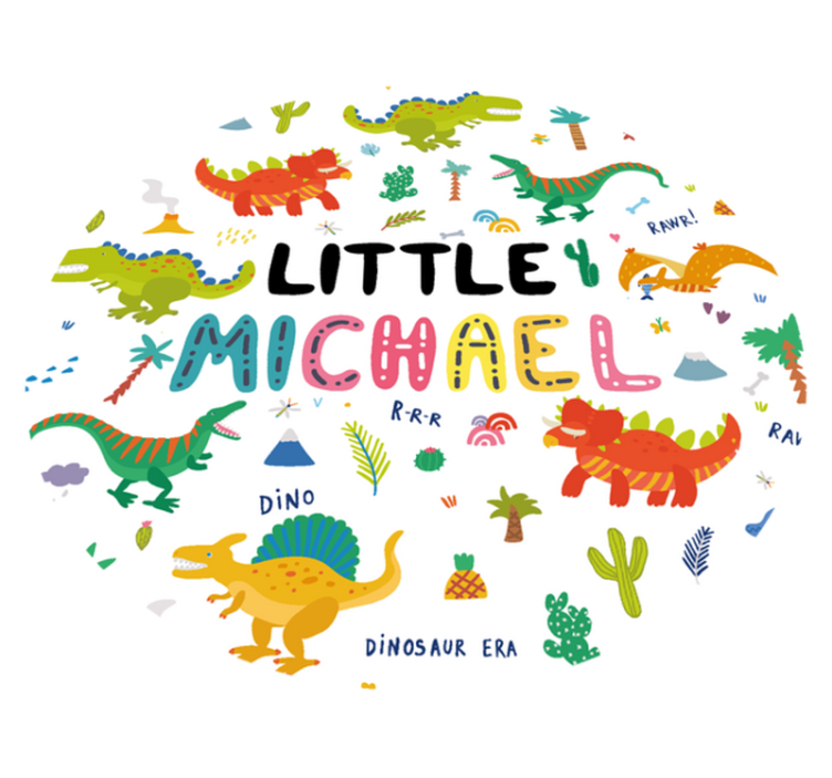 Dinosaurs Custom Name Circular Floor Mat - TenStickers