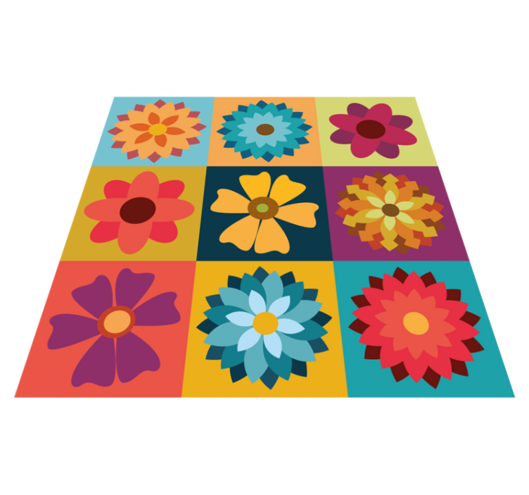 Multicolour hippie flowers tile carpet - TenStickers