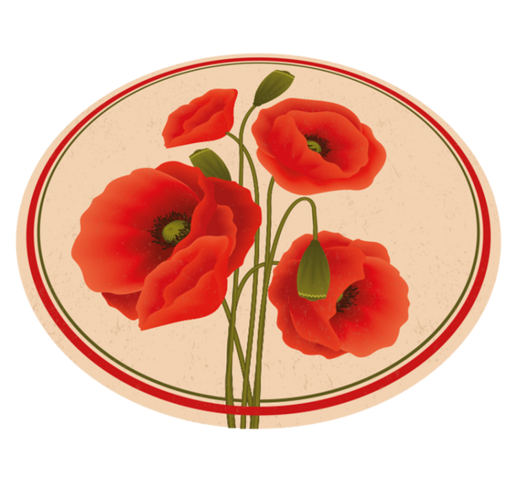 Red Poppies Pattern Floral Rug - TenStickers