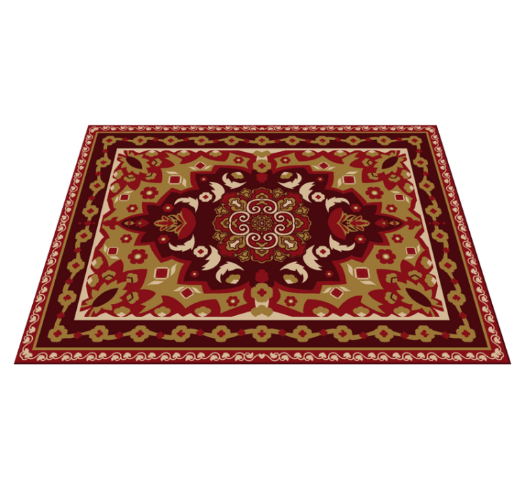 Floral geometric vintage design dining room vinyl rug - TenStickers