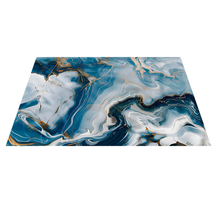 Navy blue & White colors marble vinyl rug - TenStickers