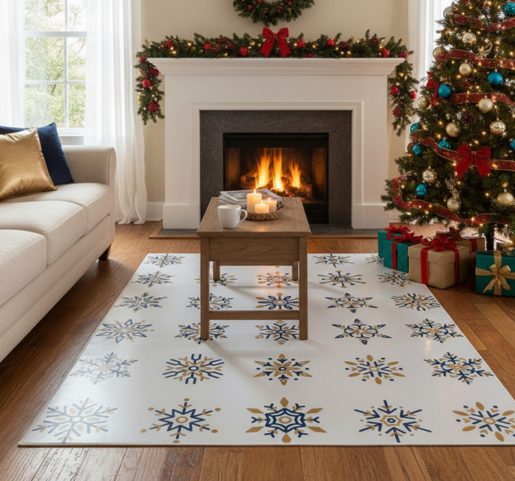 25 unique snowflakes christmas vinyl rug - TenStickers