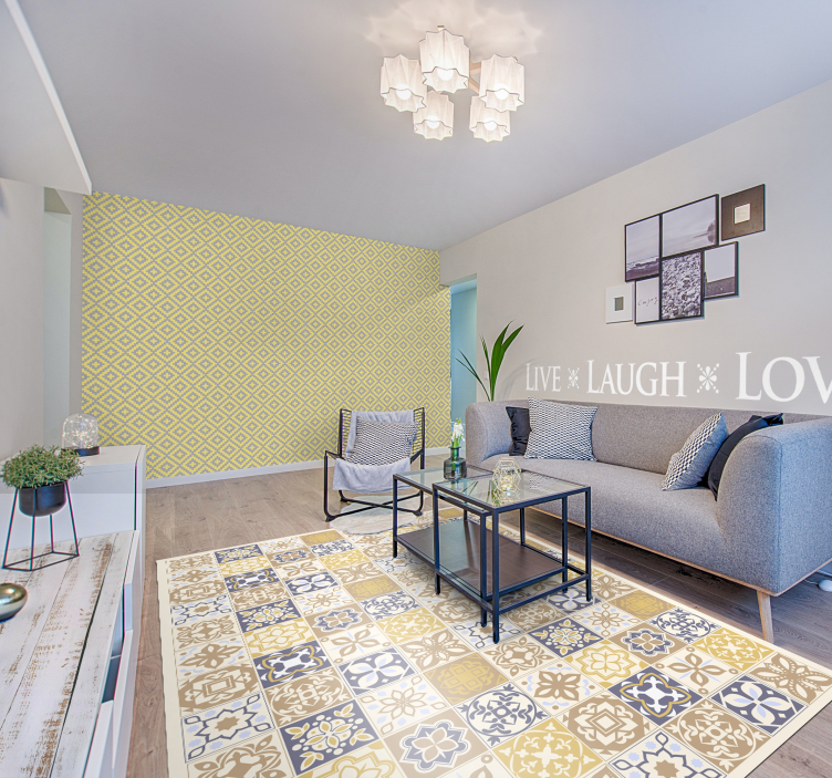 Limestone Spanish tiles kitchen vinyl rug - TenStickers