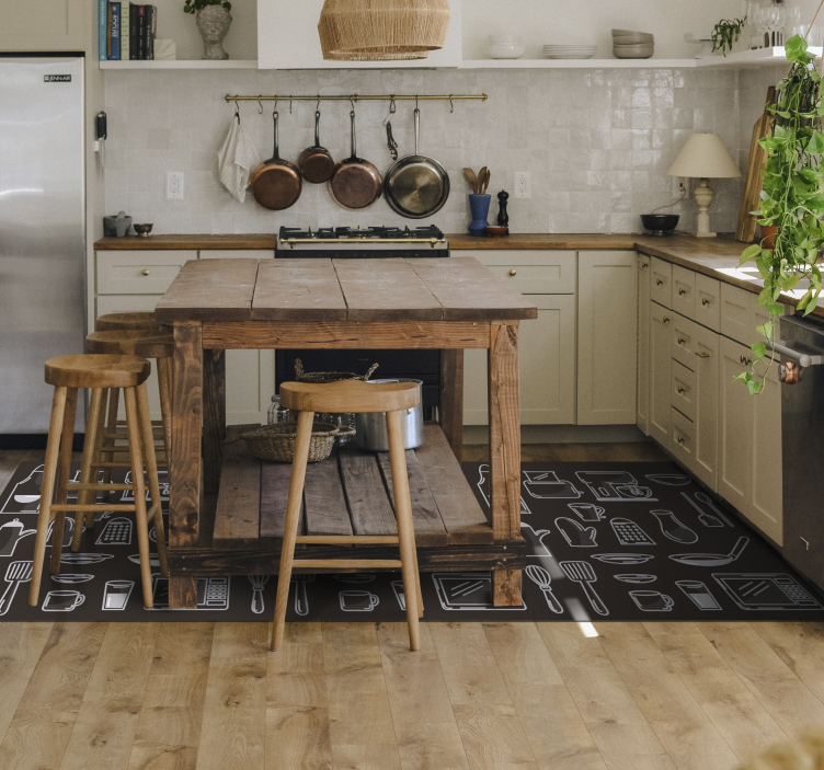 Rectangular cooking tools kitchen vinyl rug - TenStickers