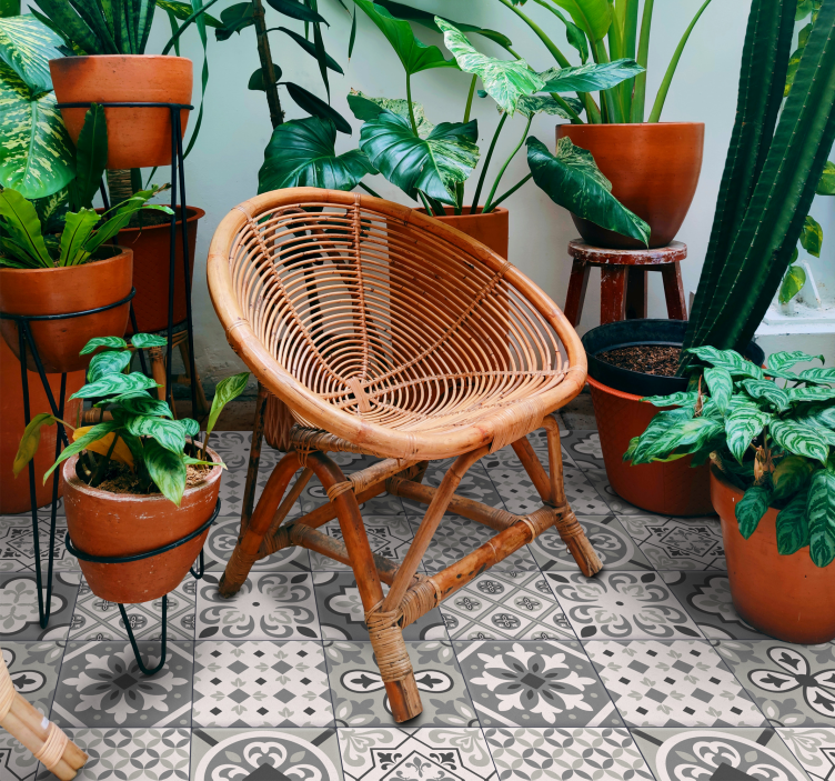 Hidraulic tile effect gray colors vinyl rug - TenStickers