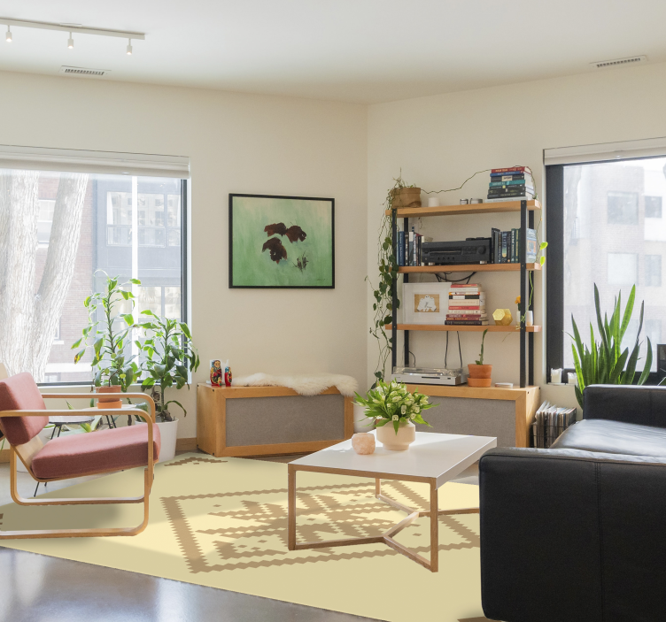 Elegant geometric contrast living room vinyl rug - TenStickers