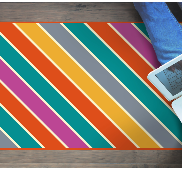 Colorful Striped Surface living room vinyl rug - TenStickers