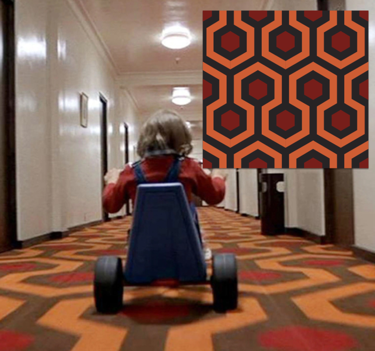 Shining red retro geometric pattern vinyl hallway runner - TenStickers