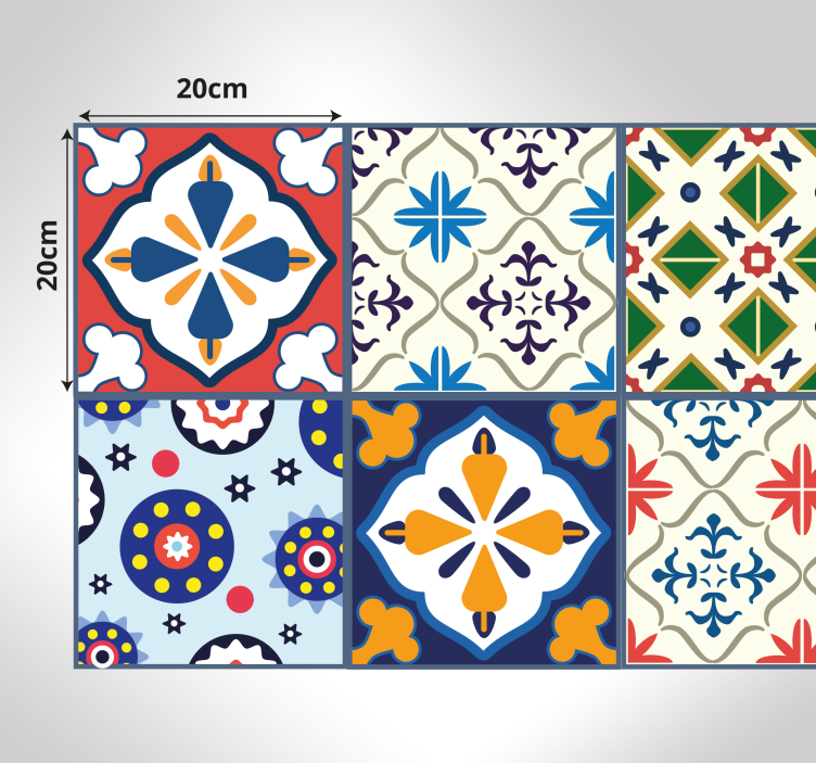 Portuguese colorful style kitchen floor tiles - TenStickers