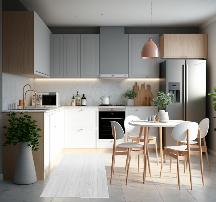 White wood texture vinyl kitchen mat - TenStickers