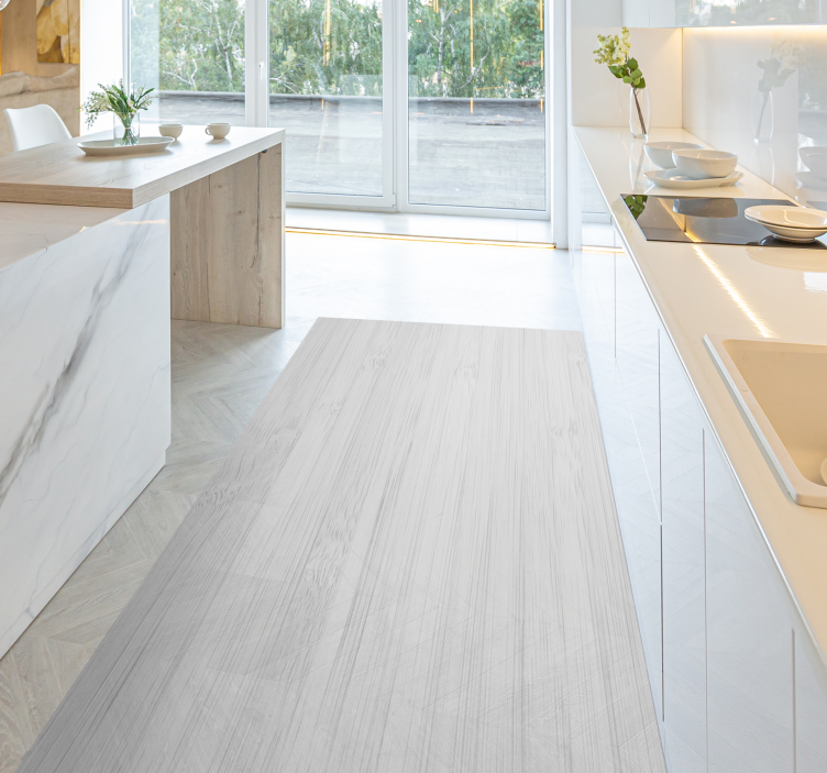 White wood texture vinyl kitchen mat - TenStickers