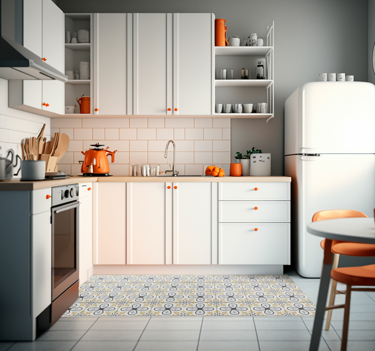 Retro tiles vinyl kitchen mat - TenStickers