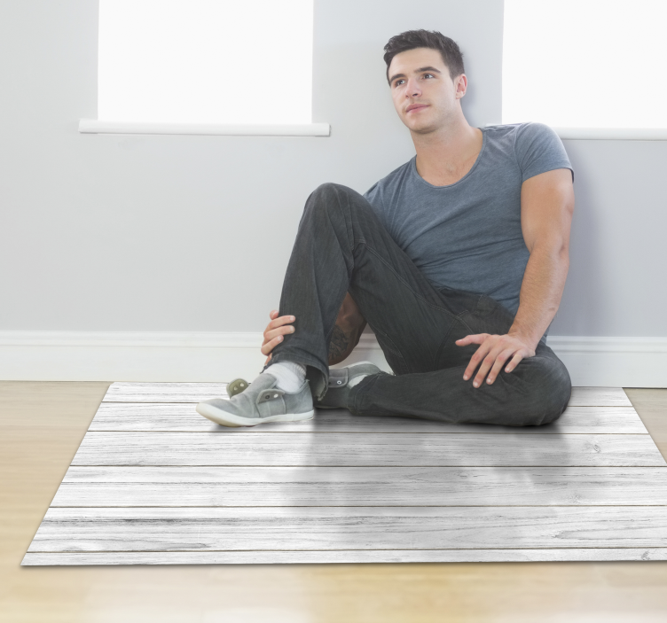 White wooden style wood effect vinyl rug - TenStickers