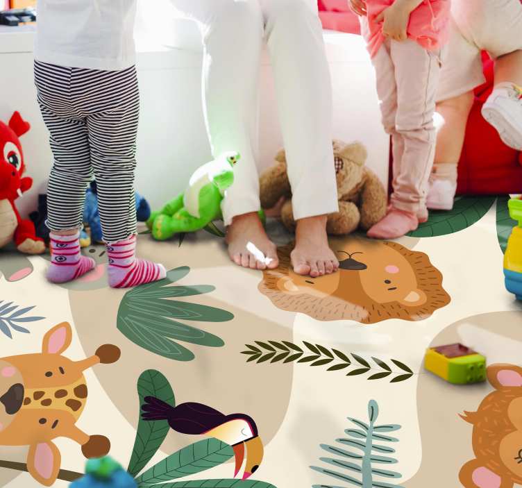 Safari Jungle Friends nursery vinyl rug - TenStickers