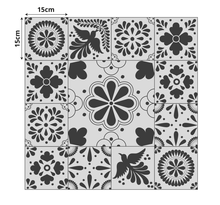 Greyscale tiles kitchen vinyl rug - TenStickers