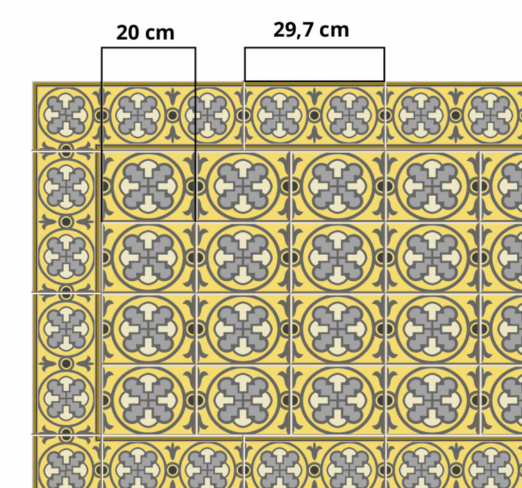 Yellow tone classic tile design kitchen vinyl rug - TenStickers