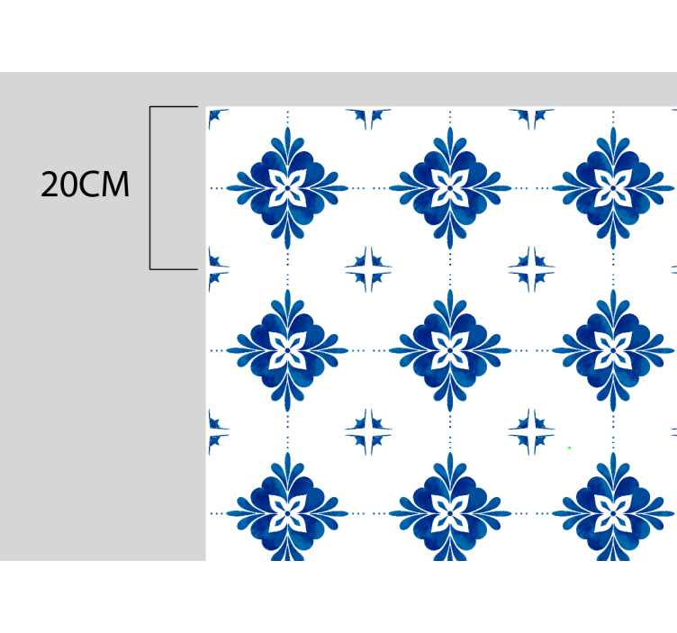 Blue Floral Motifs tile vinyl rug - TenStickers