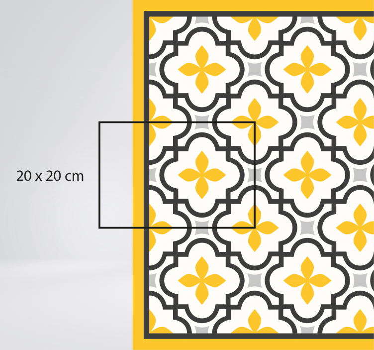Yellow Floral Motif tile vinyl rug - TenStickers