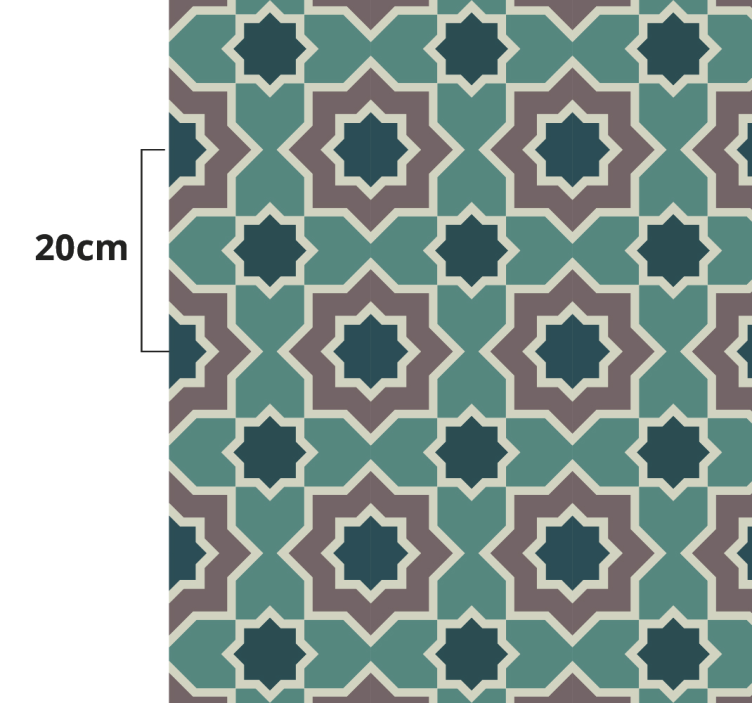 Turquoise and green shapes tile kitchen vinyl rug - TenStickers