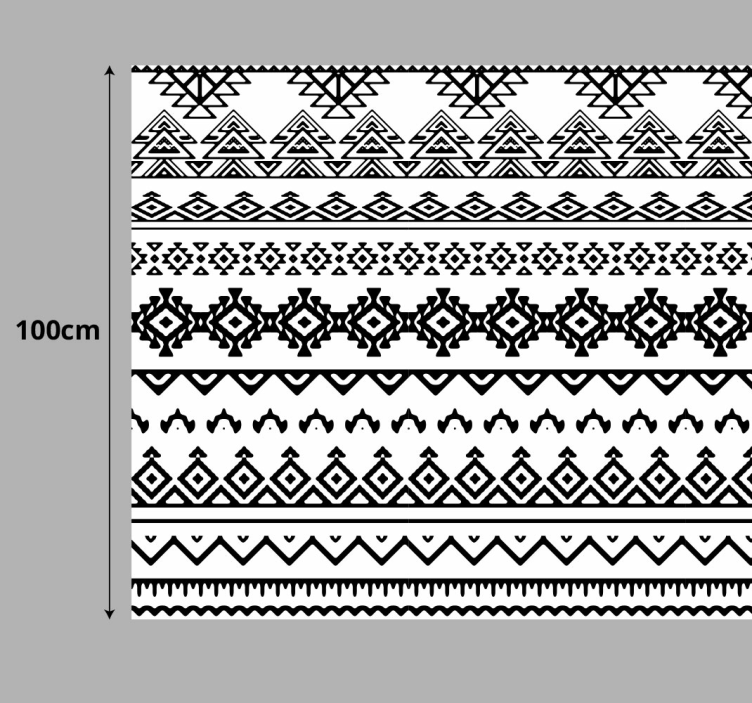 Geometric black and white ethnic print vinyl hallway runner - TenStickers