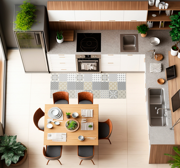 Moroccan style tile effect vinyl kitchen mat - TenStickers