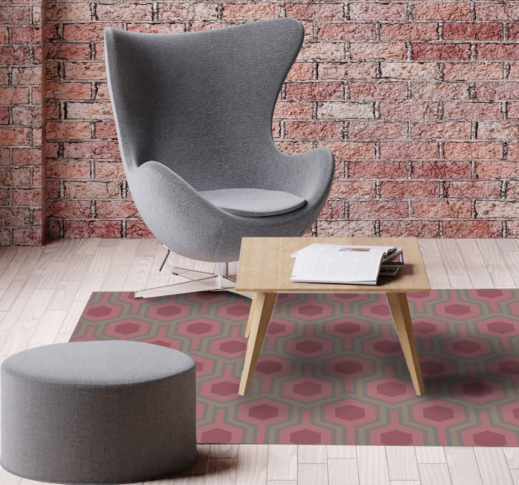 70s Pink Hexagons geometric rugs - TenStickers