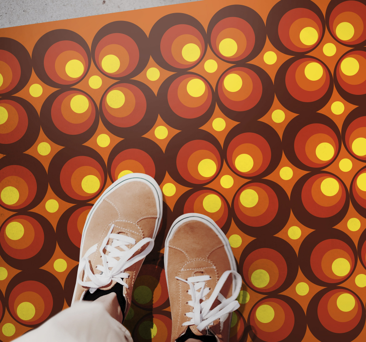 70s pop yellow circles retro vinyl rug - TenStickers