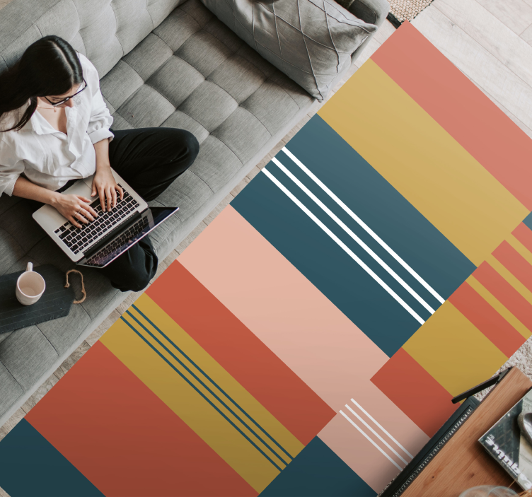 Abstract block Lines modern rug - TenStickers