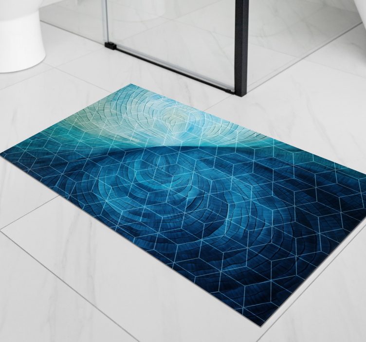 Abstract blue shades bathroom vinyl rug - TenStickers