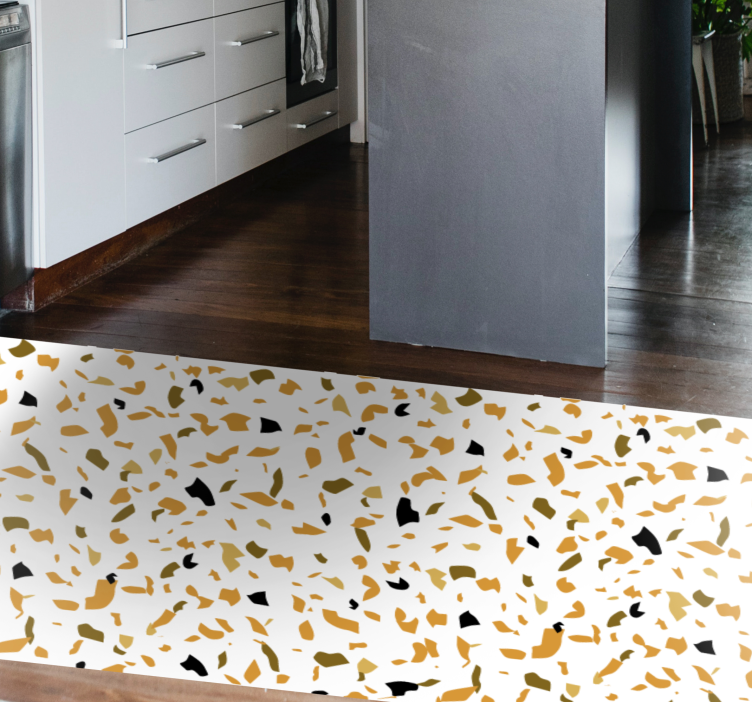 White and brown terrazzo textured vinyl rug - TenStickers