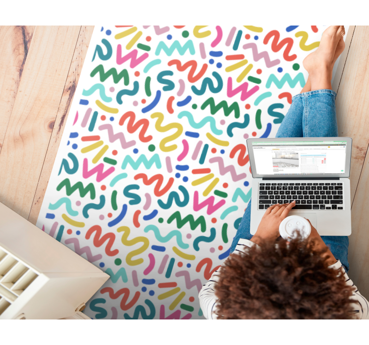 Abstract coloured shapes modern rug - TenStickers