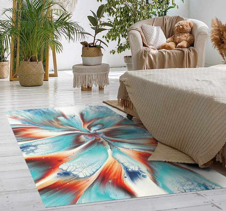 Abstract floral swirl bedroom vinyl rug - TenStickers