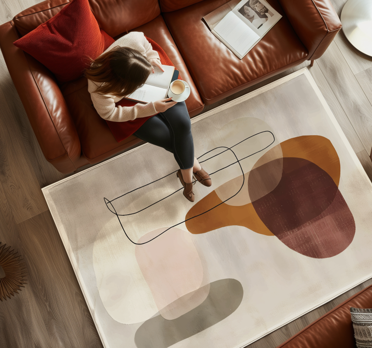 Abstract forms beige vinyl rug - TenStickers