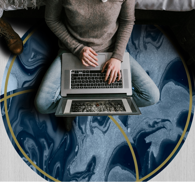 Abstract Marbled Circular Design texture rug - TenStickers