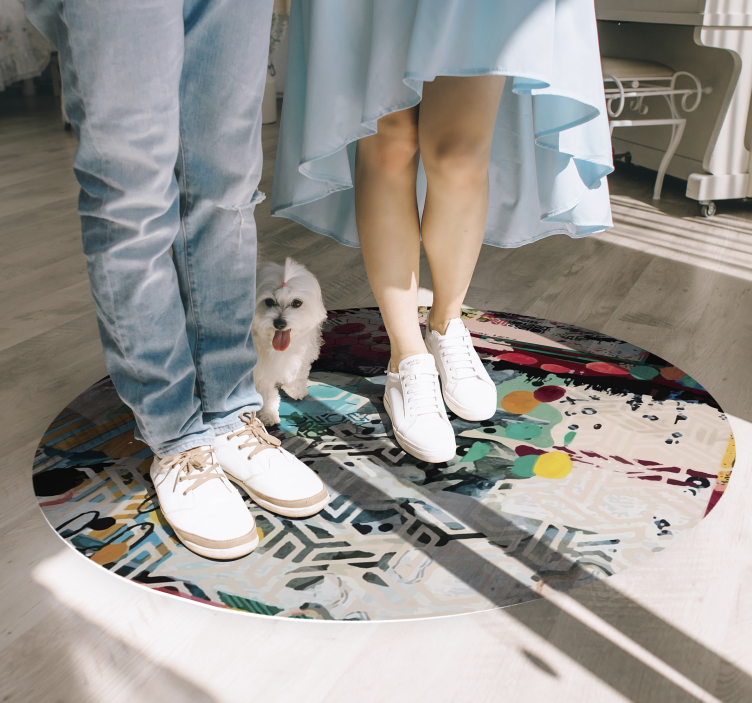 Abstract Splash Motif living room vinyl rug - TenStickers